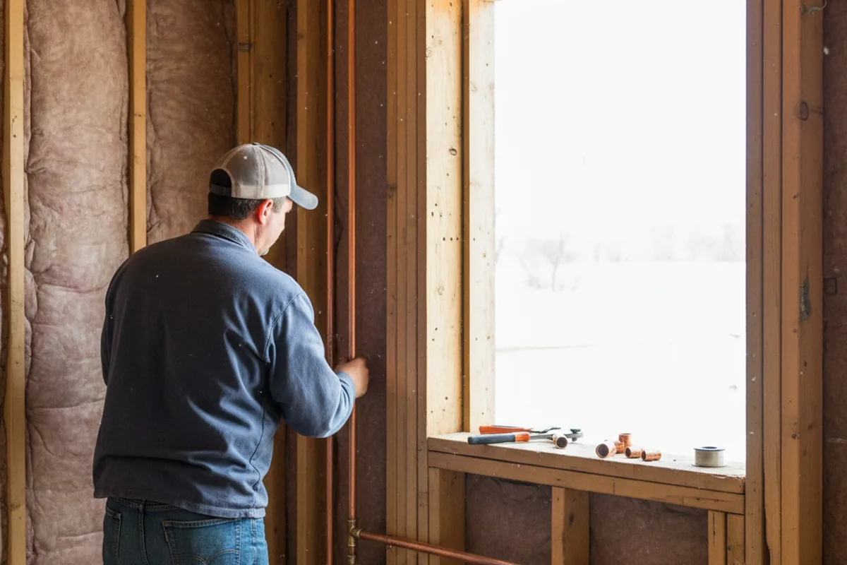 Licensed plumber running new copper supply lines in a Campobello home