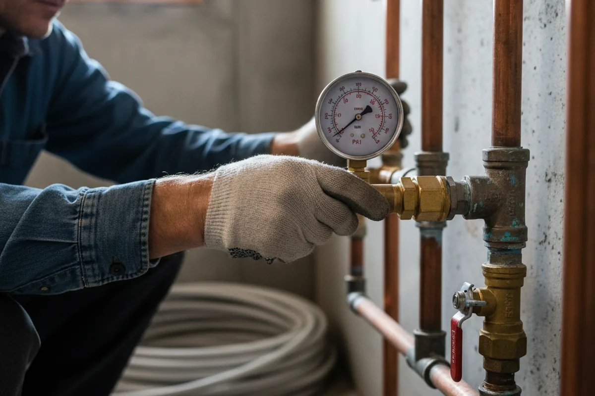Pressure testing a repaired line during Water Line Repair in Campobello